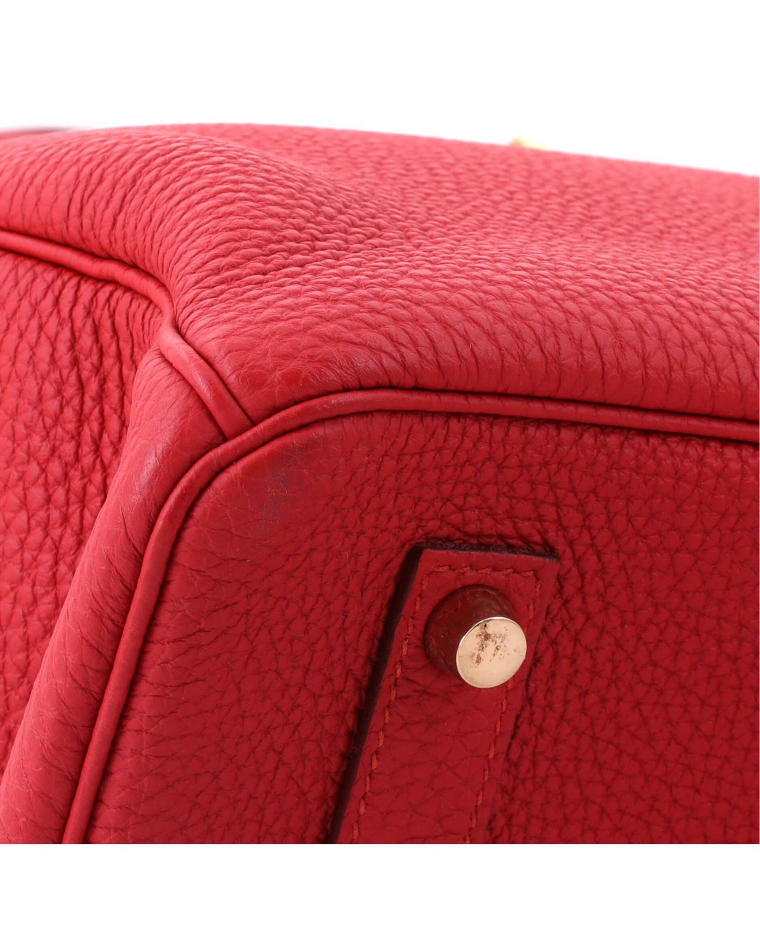 Pre-Owned Hermes Birkin 35 Handbag Red Togo with Gold Hardware