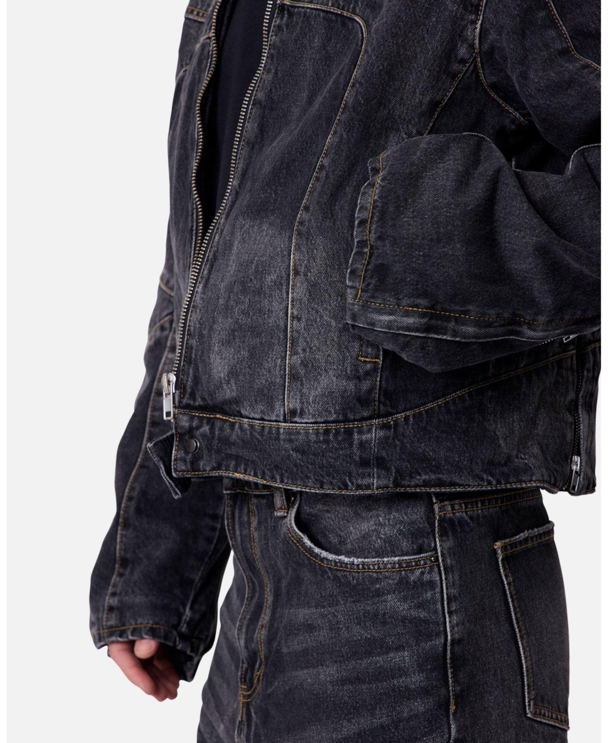 mnml Men's Panelled Moto Denim Jacket