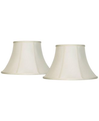 Set of 2 Bell Lamp Shades Cream Large 9" Top x 17" Bottom x 11" Slant x 10.5" High Spider with Replacement Harp and Finial Fitting