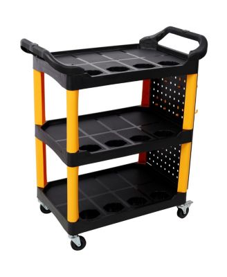  3-Tier Rolling Auto Detail Cart with Panel and Hooks