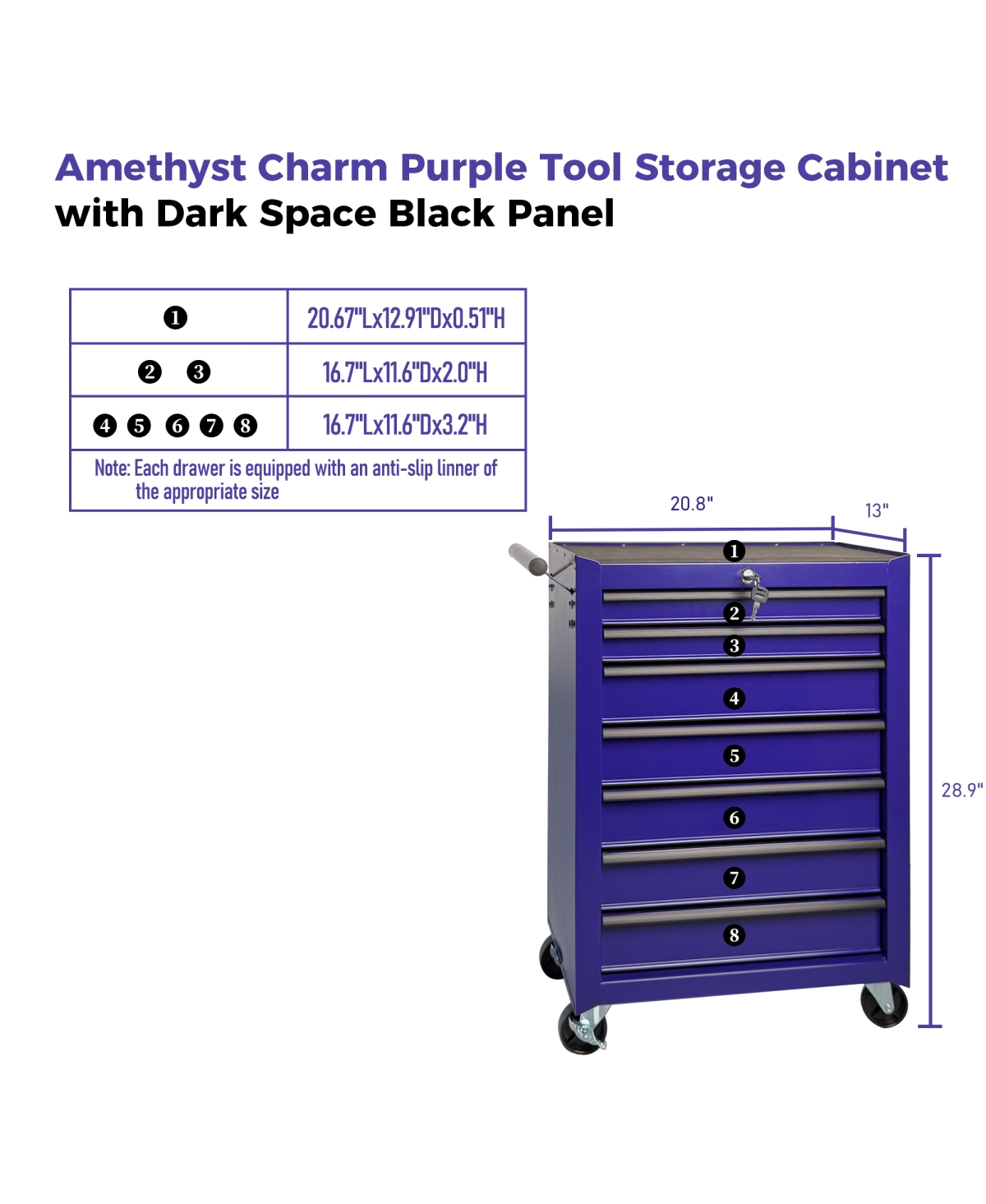 Streamdale Furniture Rolling Metal 7-Drawer Tool Chest Cabinet with Storage Organizer