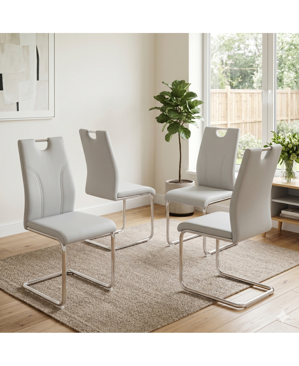 Streamdale Furniture Pu Dining Chairs with Legs, Set of 4