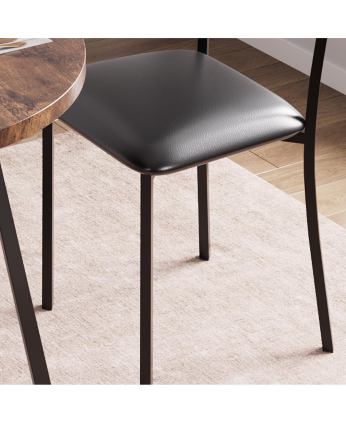 homfan Round Dining Set for 2 - Wooden Breakfast Bar Table and Stools