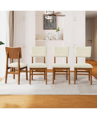  Upholstered Mid-Century Modern Dining Chairs, Set of 4