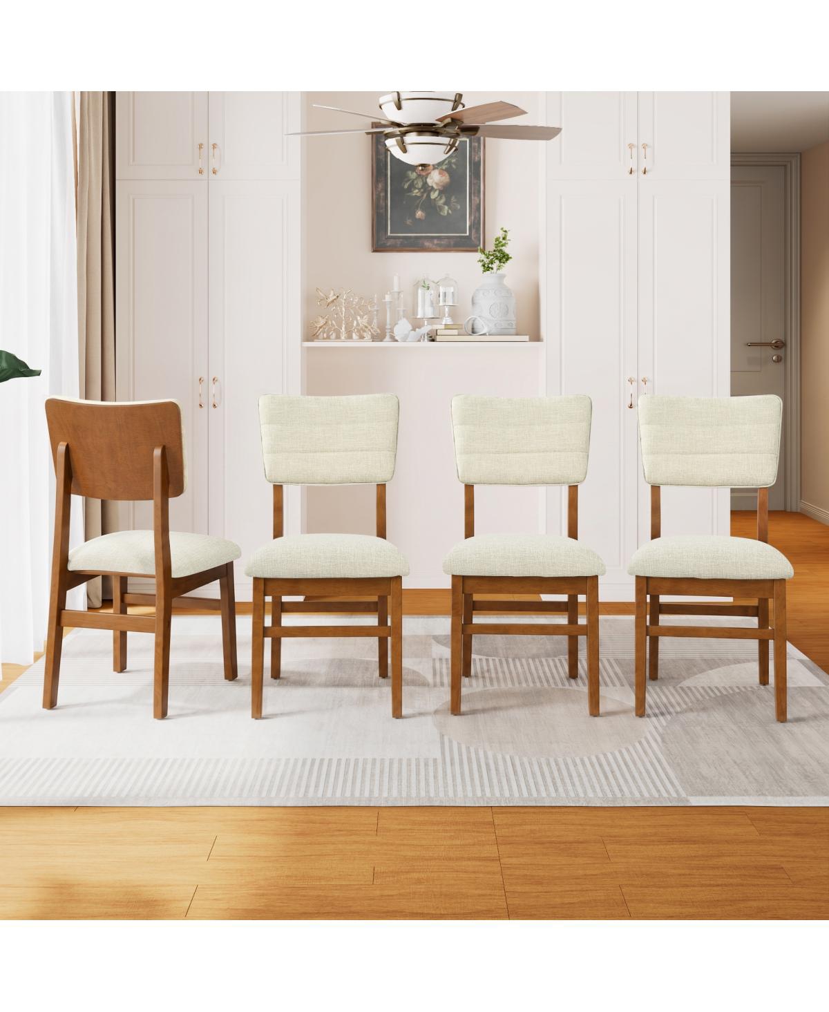 Streamdale Furniture Upholstered Mid-Century Modern Dining Chairs, Set of 4