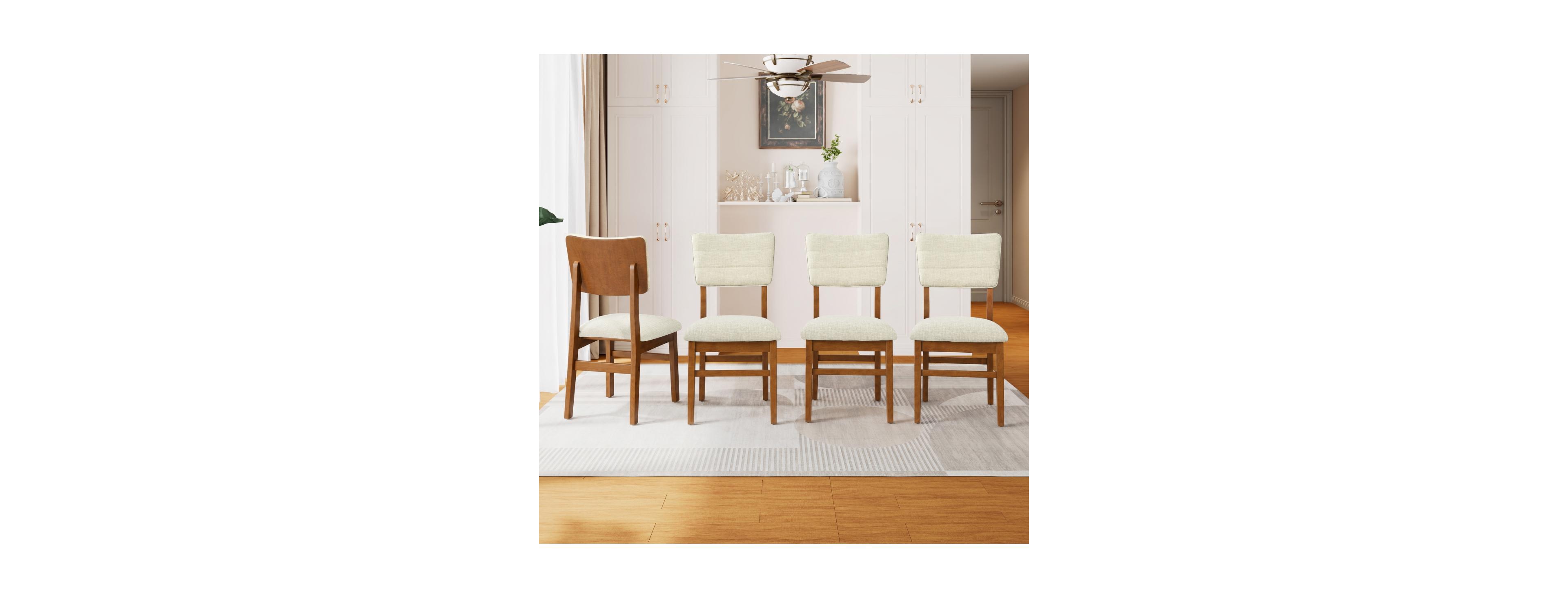 Streamdale Furniture Upholstered Mid-Century Modern Dining Chairs, Set of 4