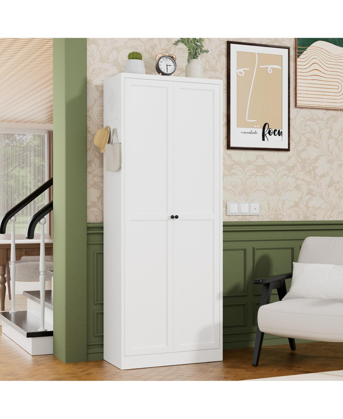 Boyel Living Modern Storage Cabinet 5 Shelf Adjustable Steel Tool Free Assembly