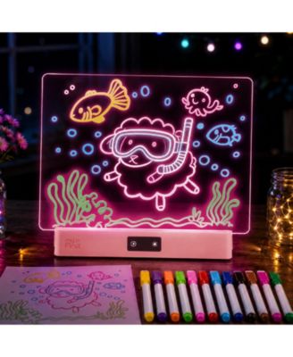 Sketch Clear 16 LED Luminous Acrylic Kids drawing board, FREE 12 Fluorescent Marker, Up to 15H, 8 Color LED light