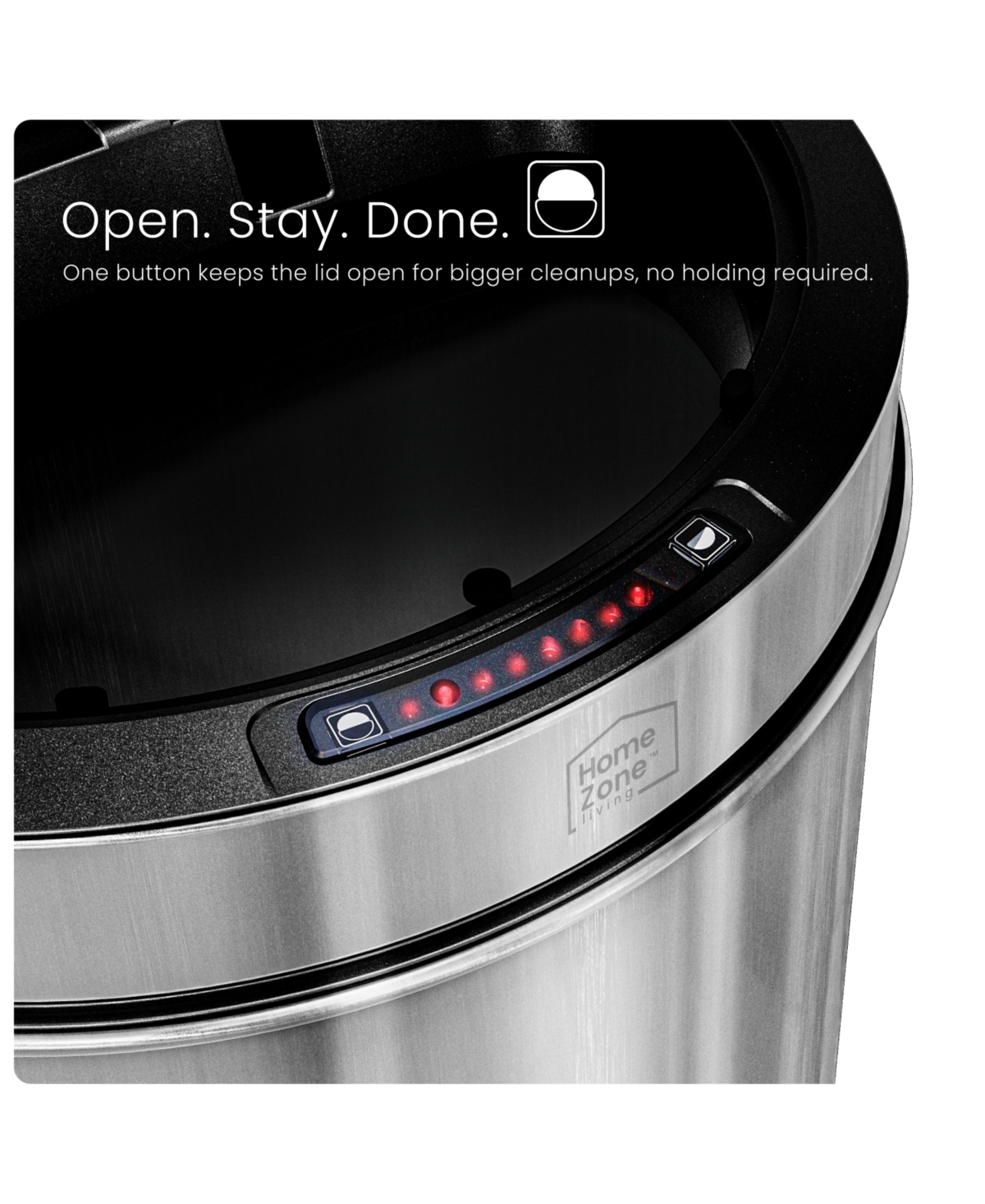 Home Zone Living 13 Gallon Motion Sensor Automatic Kitchen Trash Can with Liner-Free Stainless Steel 50 Liter Capacity