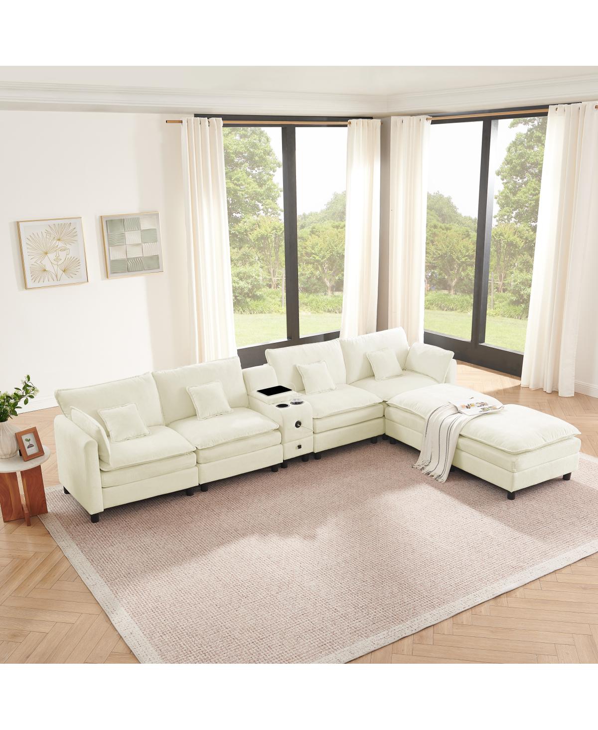 Streamdale Furniture Modular L-Shaped Sectional Sofa with Reversible Chaise and Storage Console