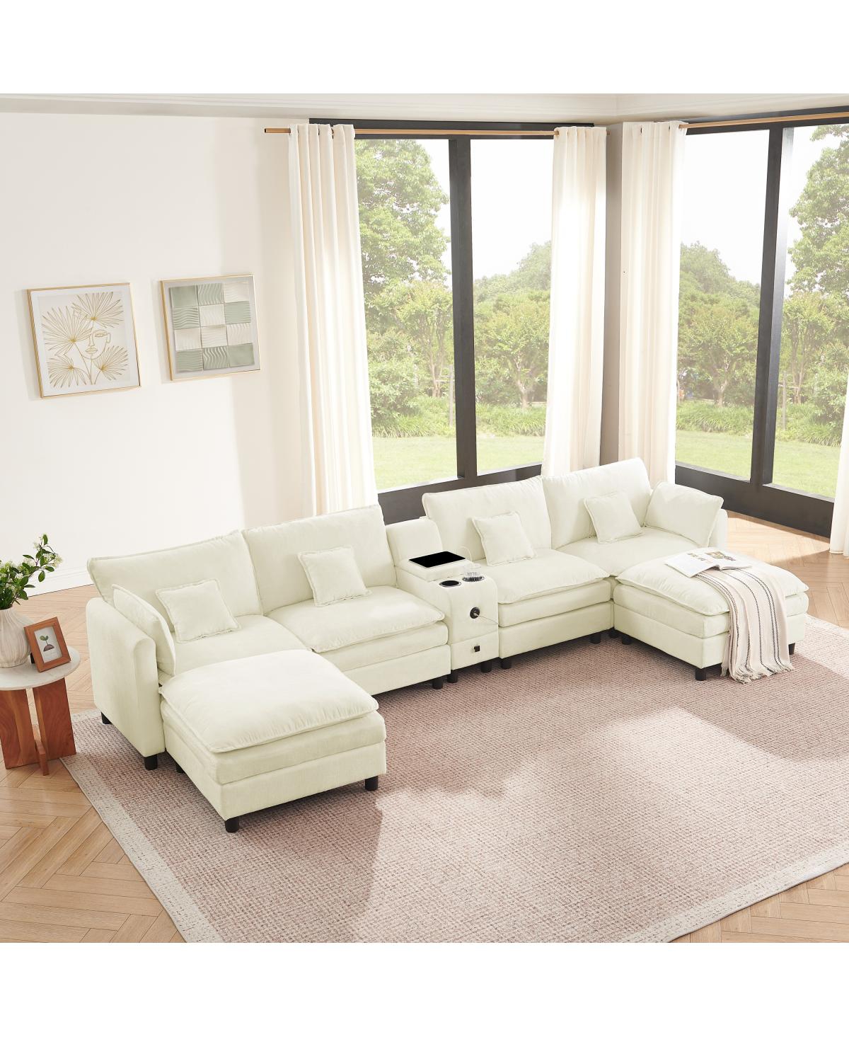 Streamdale Furniture Modular L-Shaped Sectional Sofa with Reversible Chaise and Storage Console