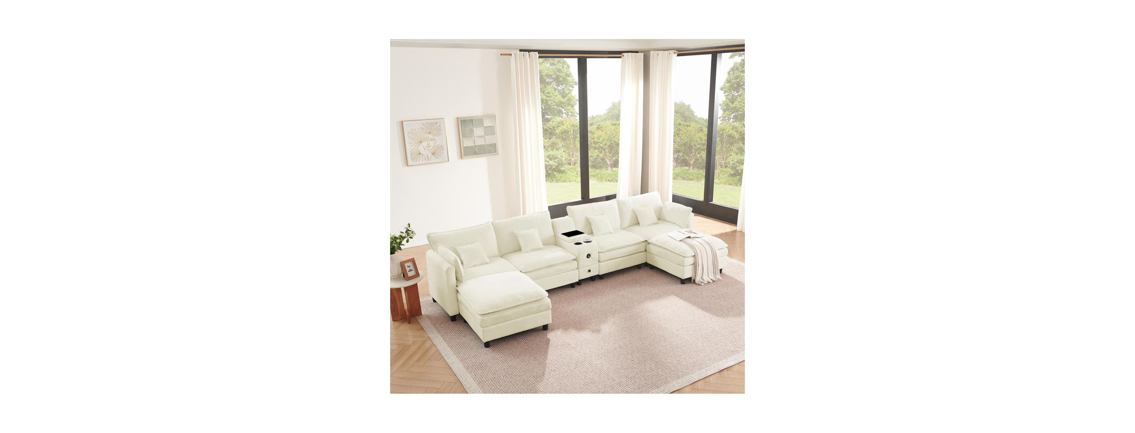 Streamdale Furniture Modular L-Shaped Sectional Sofa with Reversible Chaise and Storage Console
