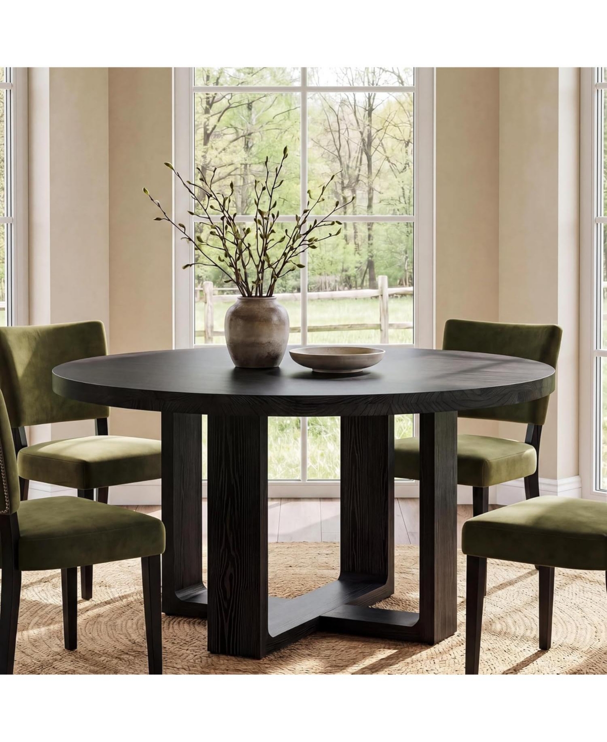 Tribesigns 47.24" Round Dining Table for 4-6 People, Solid Wood