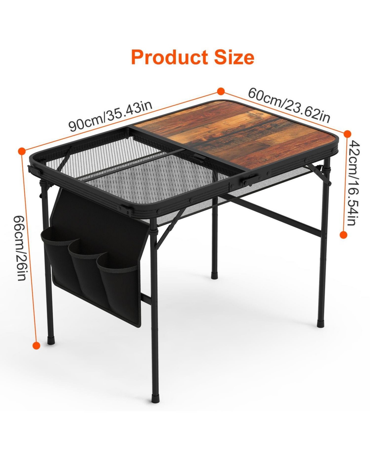 Mountaintop Foldable Camping Table Collapsible Picnic Aluminum Alloy Grill Stand 66LBS Max Load Height Adjustable Bbq Table with Adjustable