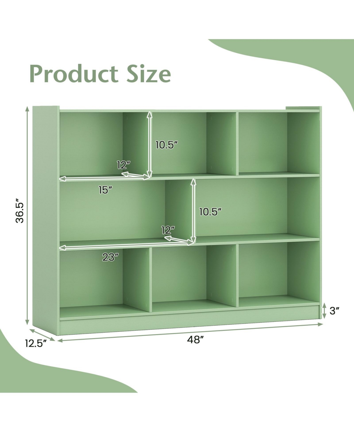 Slickblue 8 Cube Storage Bookcase 3 Tier Floor Standing Display Shelf