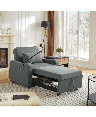 3-in-1 Convertible Sleeper Sofa Chair with USB and Adjustable Backrest