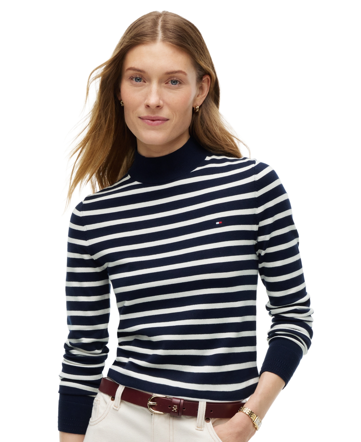 Tommy Hilfiger Women's Mock Neck Long-Sleeve Slim-Fit Sweater