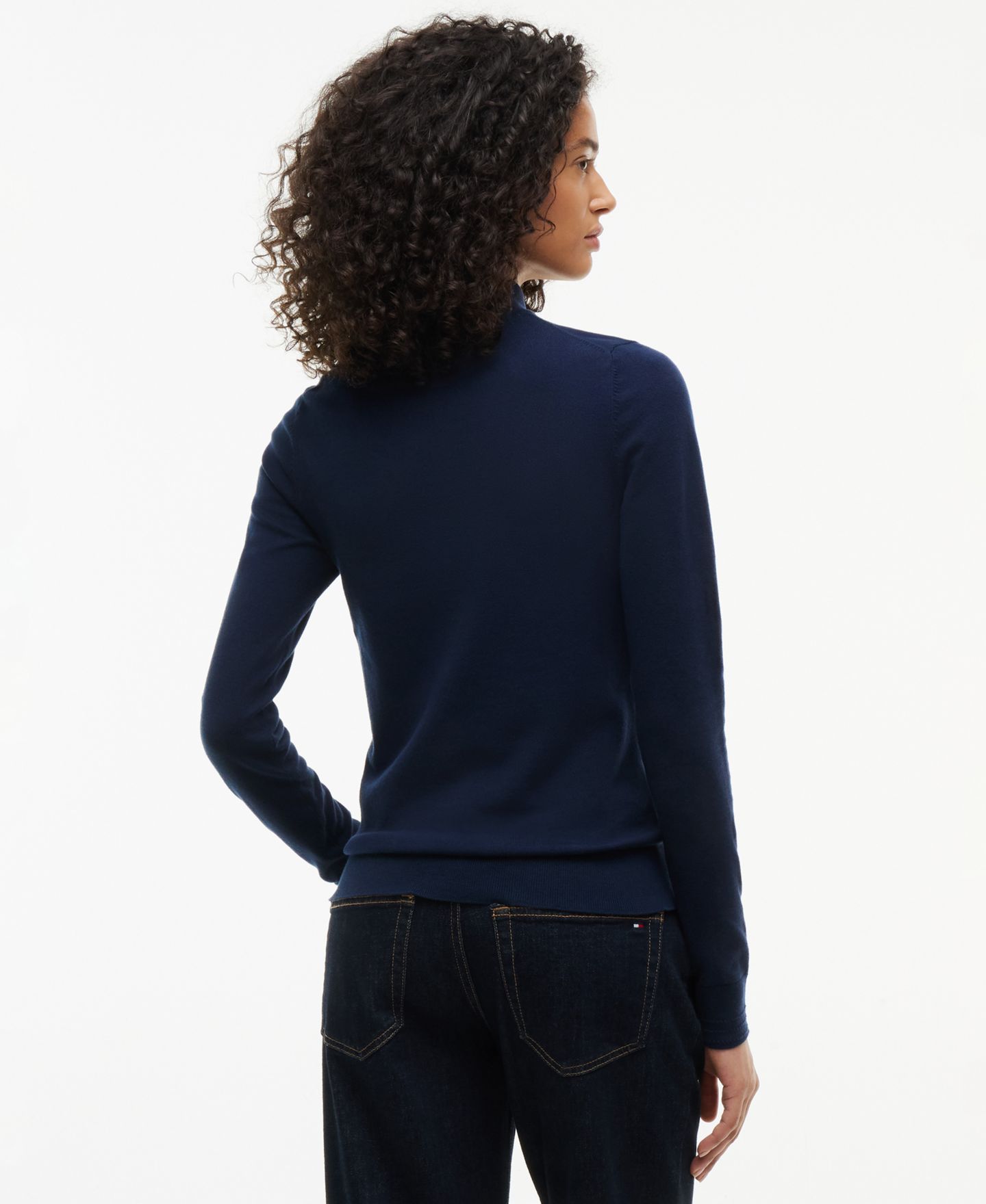 Женский свитер Tommy Hilfiger Mock Neck Long-Sleeve Slim-Fit, цвет: Тёмный синий — фото 4