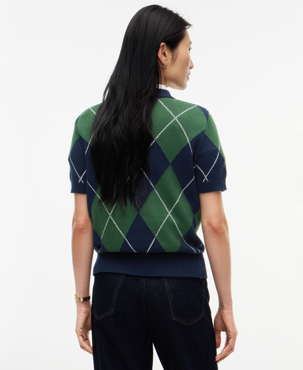 Tommy Hilfiger Women's Tartan Argyle Short-Sleeve Sweater