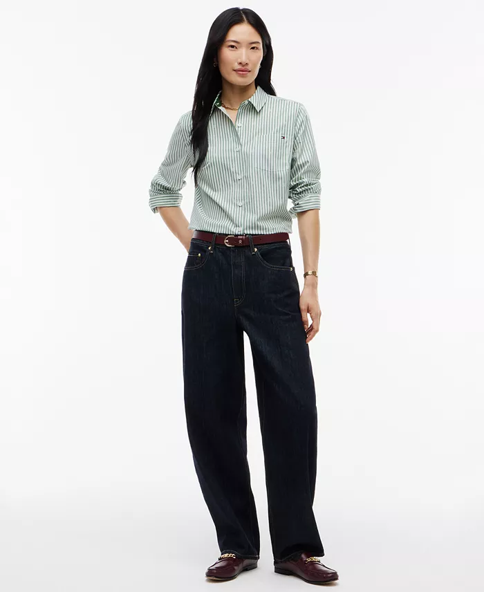 Women's Printed Button-Front Roll-Tab Shirt - thumbnail 2