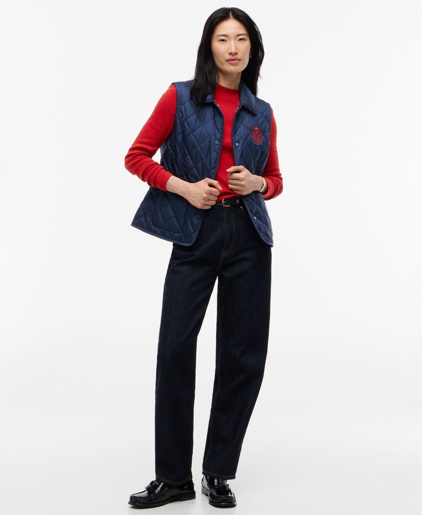 Женский стёганый жилет Tommy Hilfiger с клубным воротником, цвет: Тёмный синий — фото 2