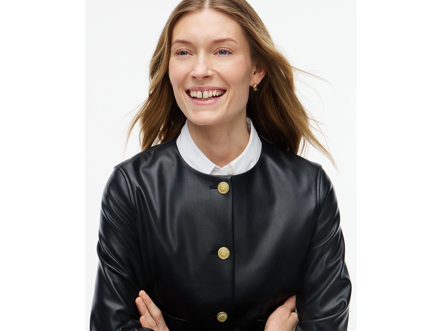 Женская куртка Tommy Hilfiger Faux Leather Long-Sleeve Jacket, цвет: Чёрный — фото 4