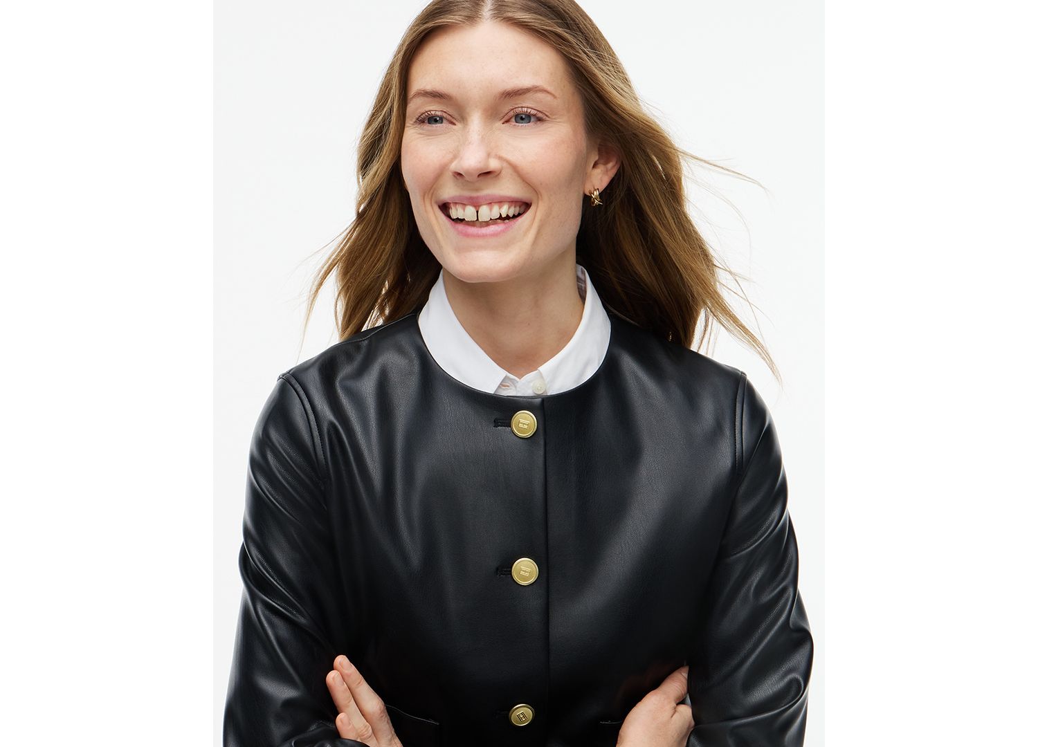 Women's Faux Leather Long-Sleeve Jacket