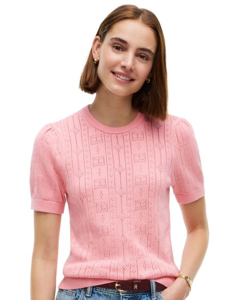 Женский свитер Tommy Hilfiger Pointelle Puff-Sleeve, цвет: Розовый