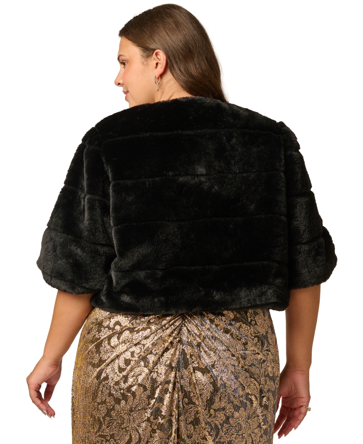 Adrianna Papell Plus Size Faux Fur Cover-up Cropped Jacket