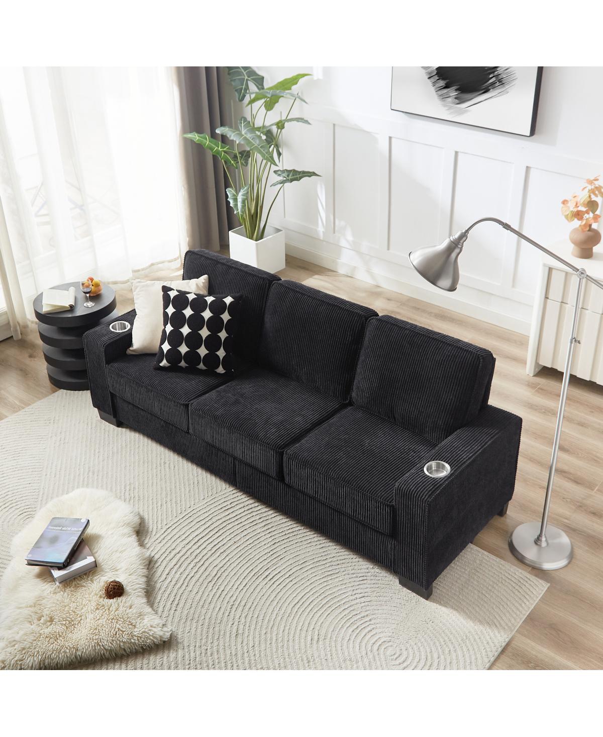 Streamdale Furniture Modern 83.86" 3-Seater Corduroy Sofa for Living Room