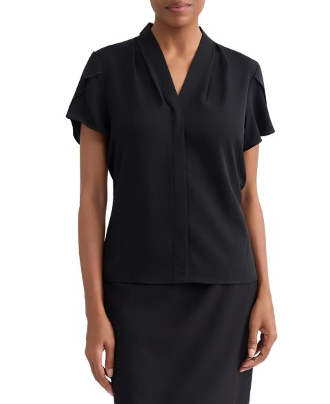 Женский топ Jones New York V-Neck Top, цвет: Чёрный