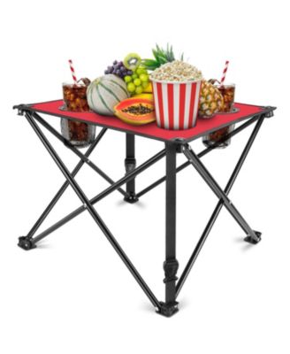1Pieces Foldable Camping Table, Lightweight Travel Desk with 2 Cup Holders and Carrying Bag