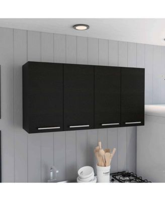 Verona Wall-Mounted Kitchen Storage Cabinet with Integrated Dish Rack and Four Doors