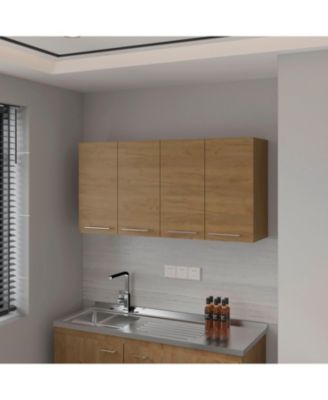 Verona Wall-Mounted Kitchen Storage Cabinet with Integrated Dish Rack and Four Doors