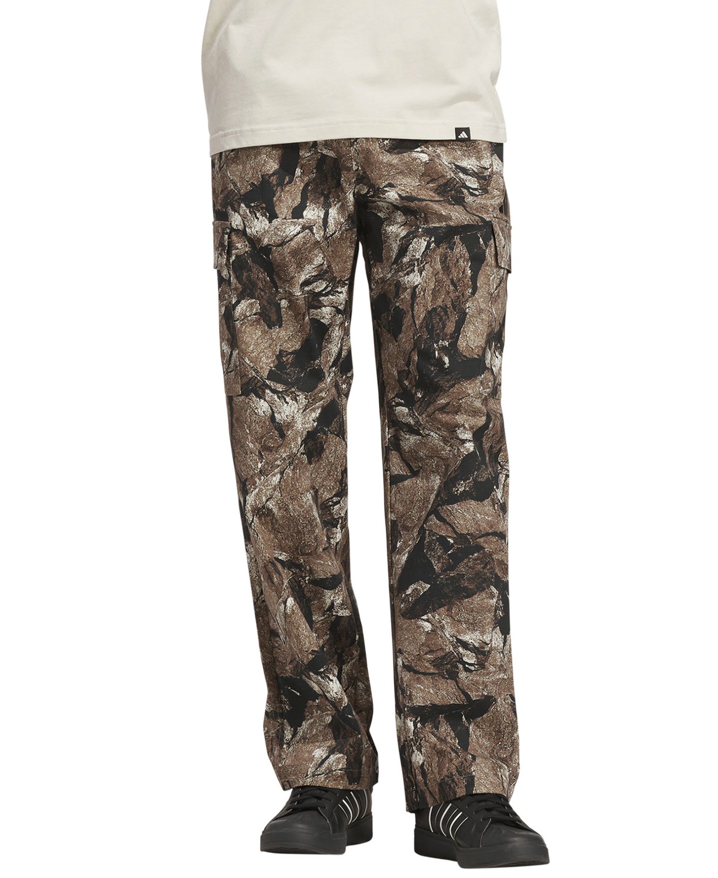 Мужские брюки adidas Rock Camo Ripstop Cargo, цвет: Чёрный — фото 1