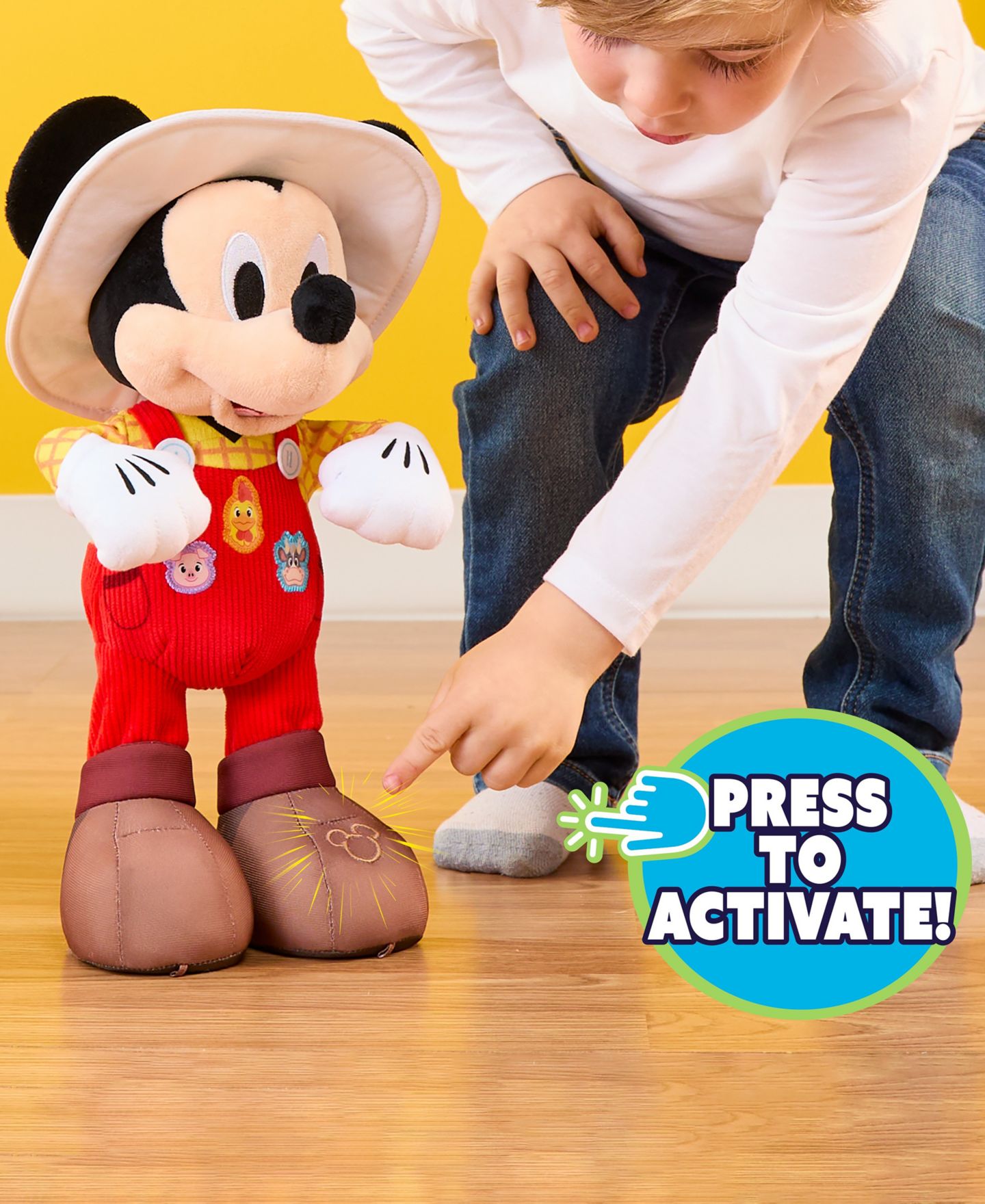 Детская мягкая игрушка Mickey Mouse Hoedown Throwdown 14" Light-Up Feature Plush, Ages 3+ — фото 4