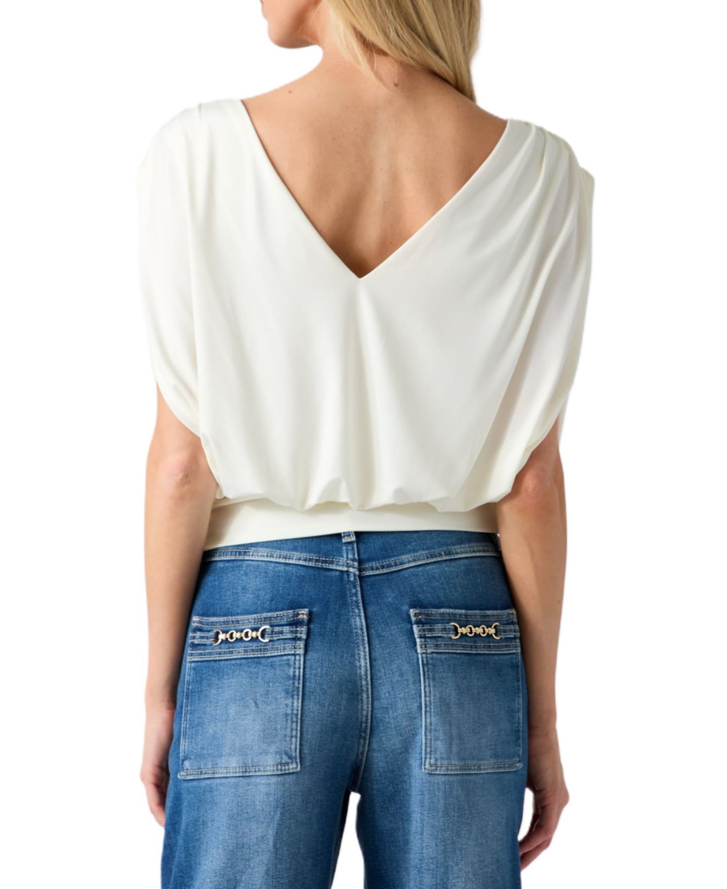 Women's Aundrea Boat-Neck Draped Sleeveless Top