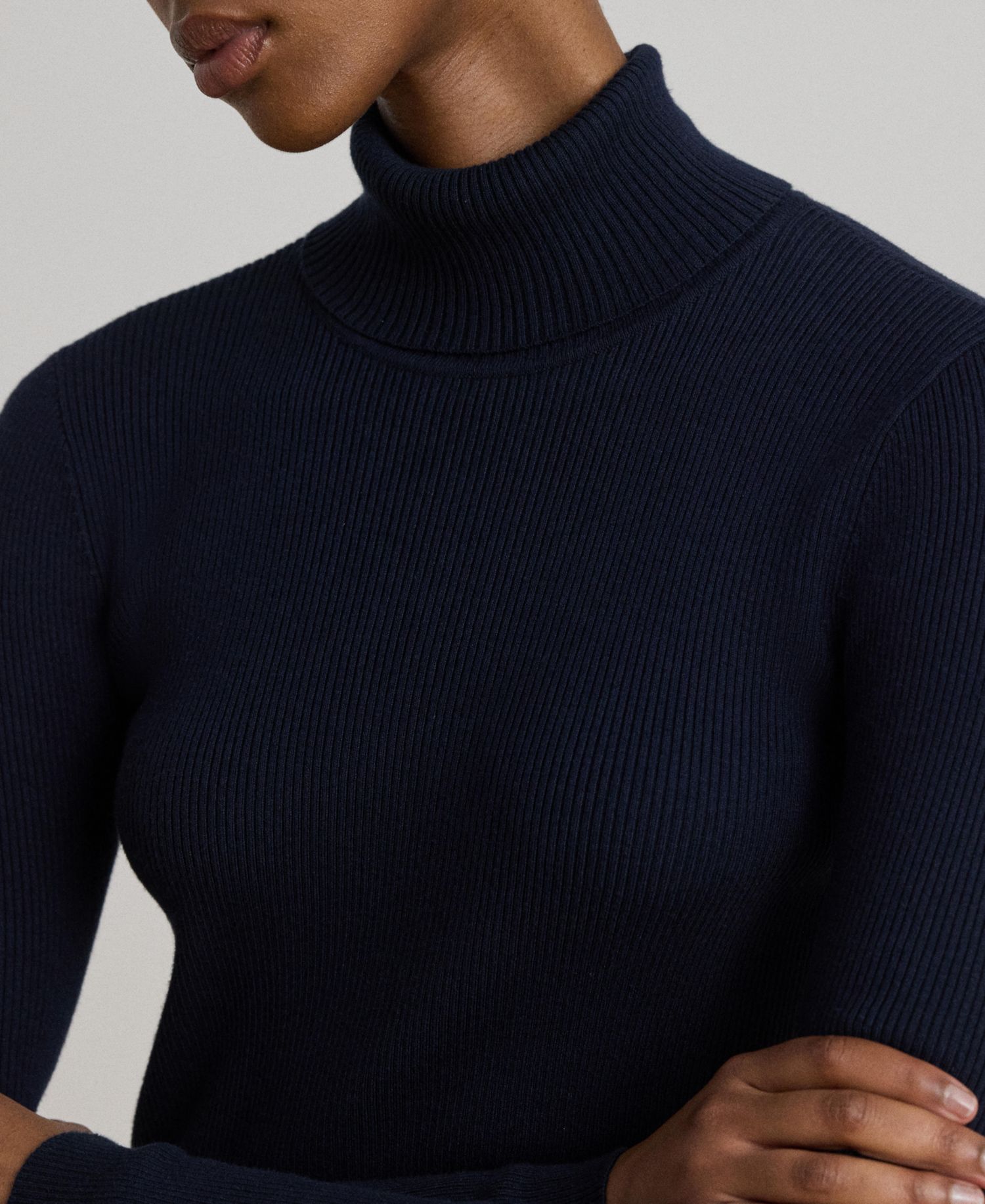 Petite Ribbed Slim-Fit Cotton-Blend Turtleneck Sweater