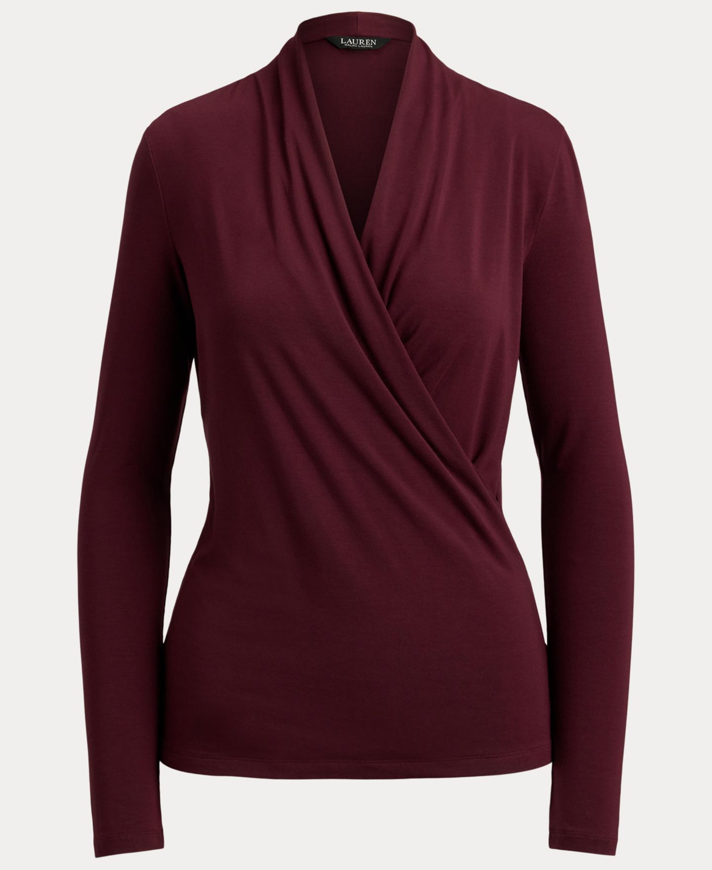 Женская блузка Lauren Ralph Lauren Long-Sleeve Surplice Blouse, цвет: Тёмный гранатовый — фото 7