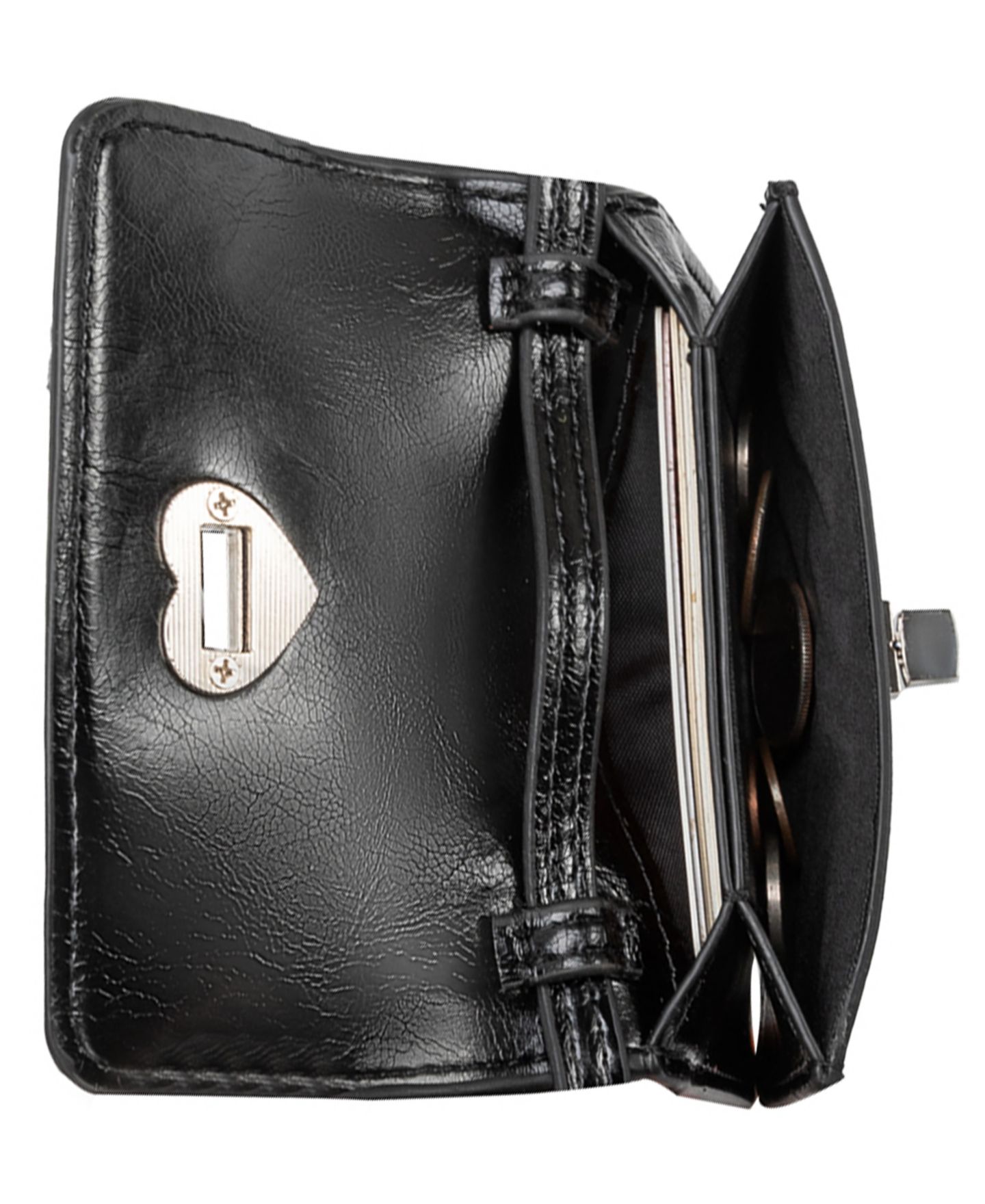 Женская сумка Melie Bianco Mini Heart Leather Card Holder Sling, цвет: Чёрный — фото 4