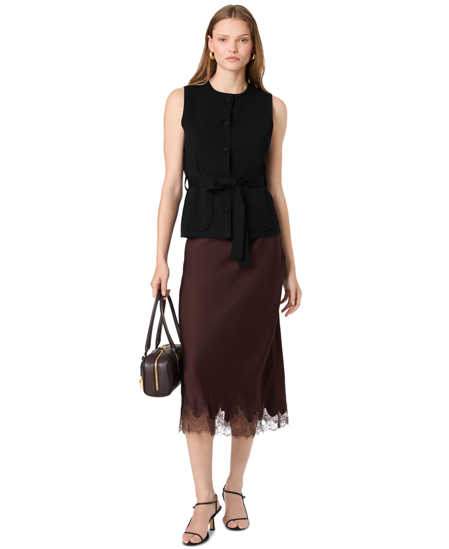 Женский топ French Connection Maxime Sleeveless Wrap, цвет: Чёрный — фото 4