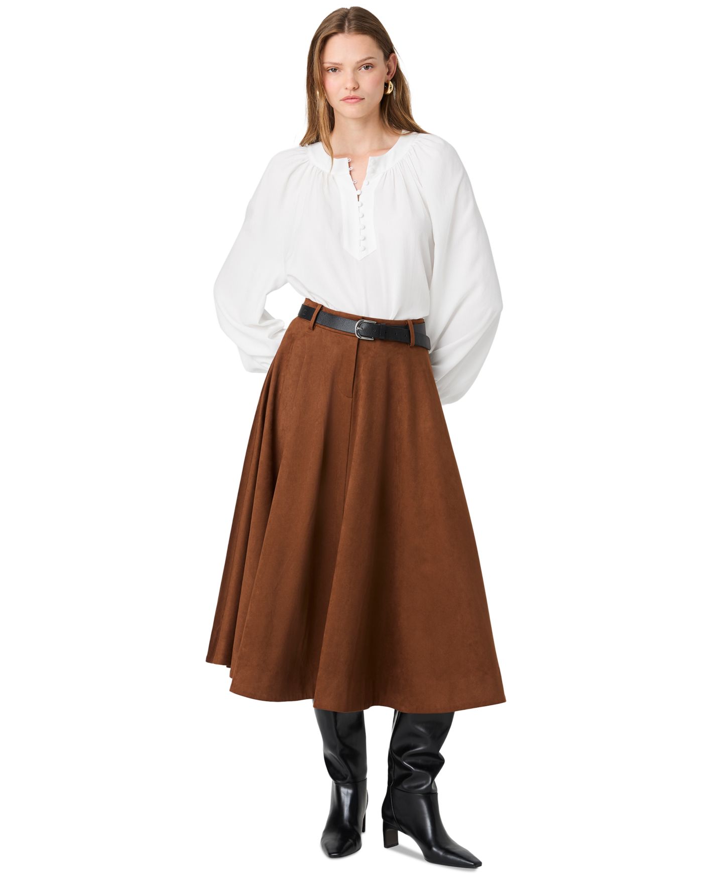 Женская блузка French Connection Tencel Mock-Neck Long-Sleeve Half-Placket, цвет: Зимний белый — фото 3