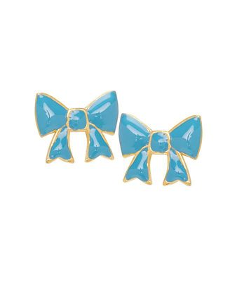 Enamel Bow Stud Earrings in 14K r