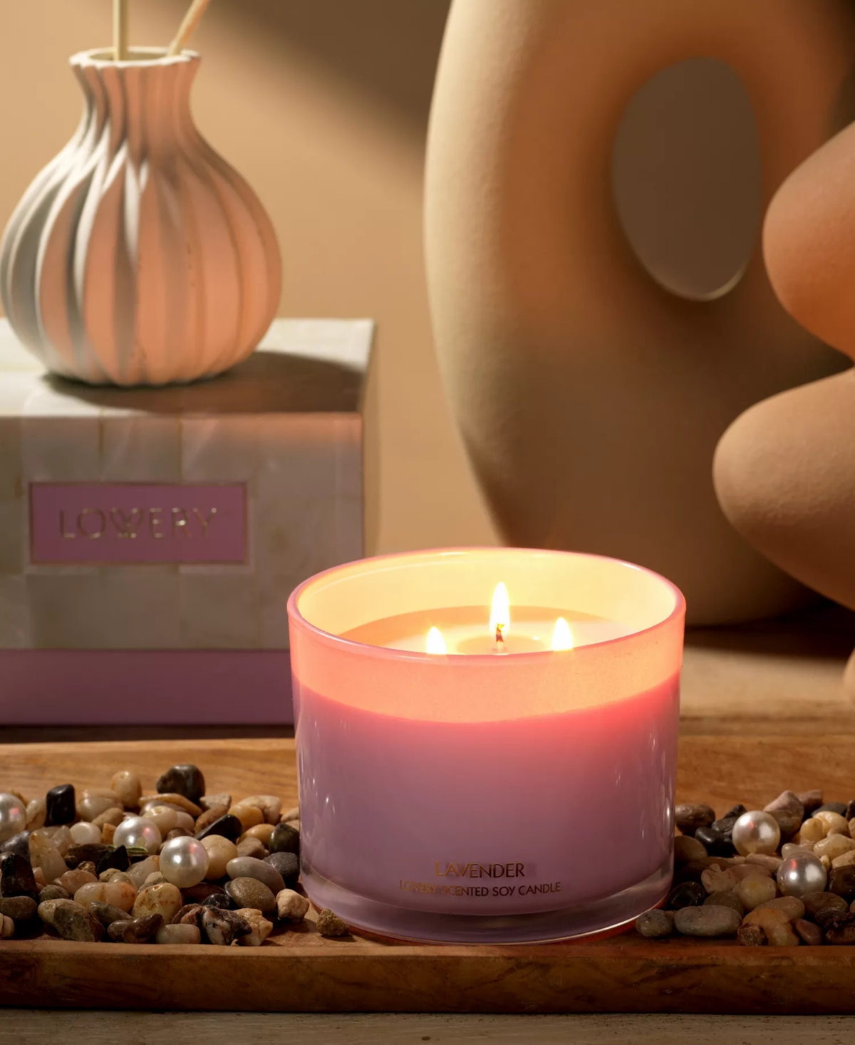 Lovery Candle Gift Set, 3 Wick Aromatherapy Soy Candles, 13oz
