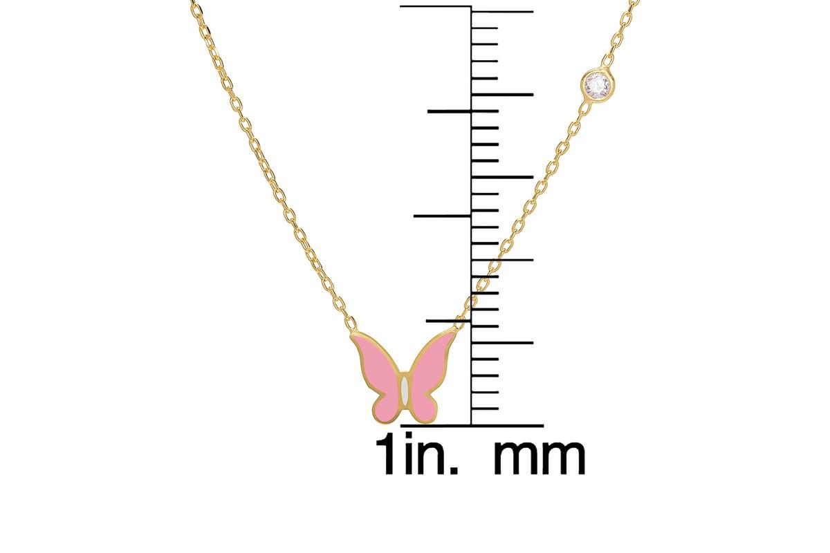 Lily Nily Butterfly and Cubic Zirconia Bezel Station Necklace in 14K Gold