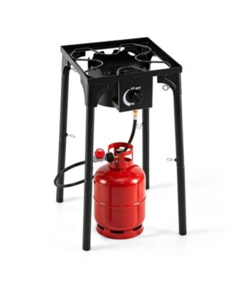 Single Burner Propane Camping Stove 80000 BTU with Adjustable Regulator and Hose for Outdoor Cooking