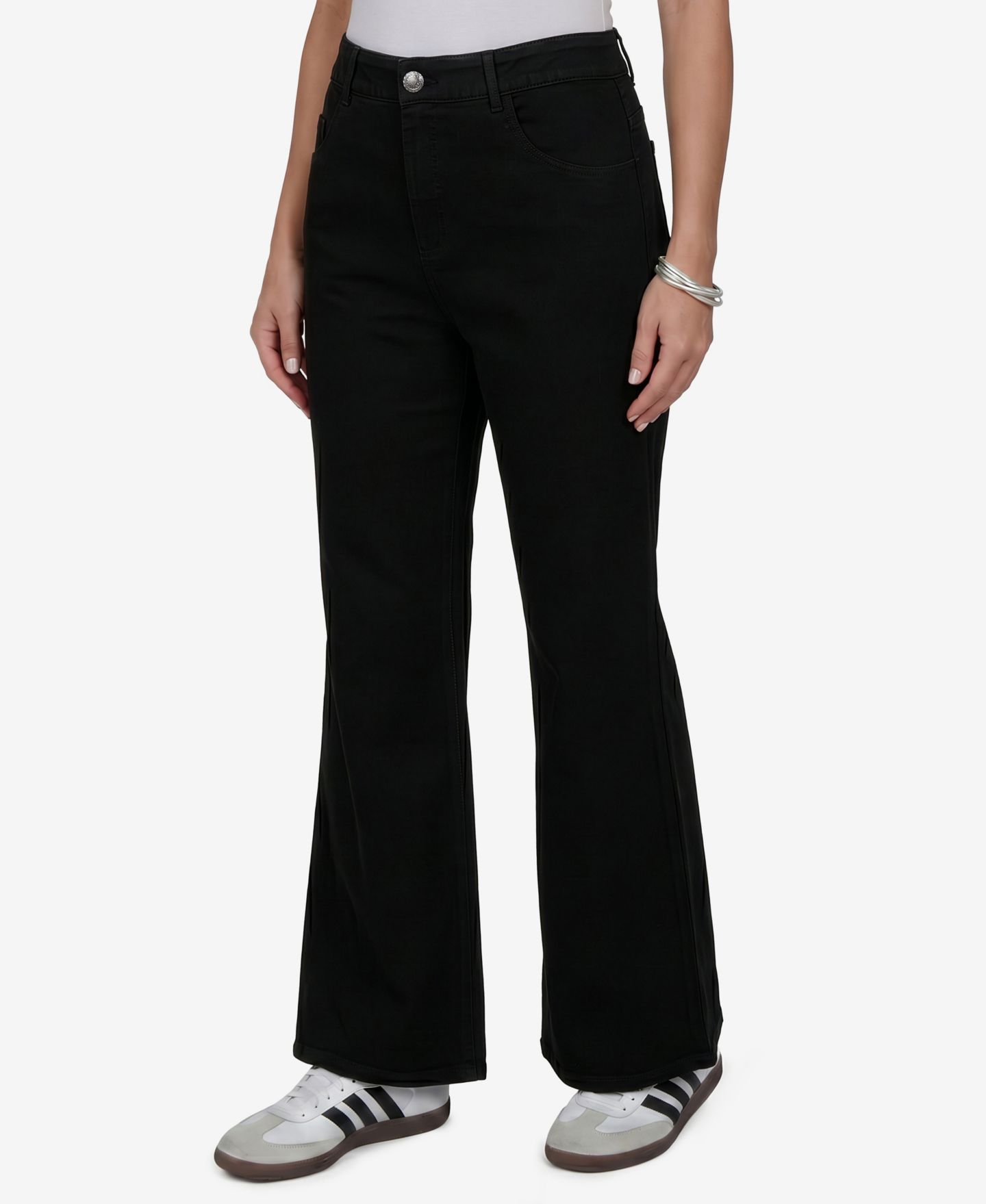 Женские джинсы Ruby Rd. Petite Mid-Rise Flare Denim Jeans, цвет: Угольно-чёрный — фото 2