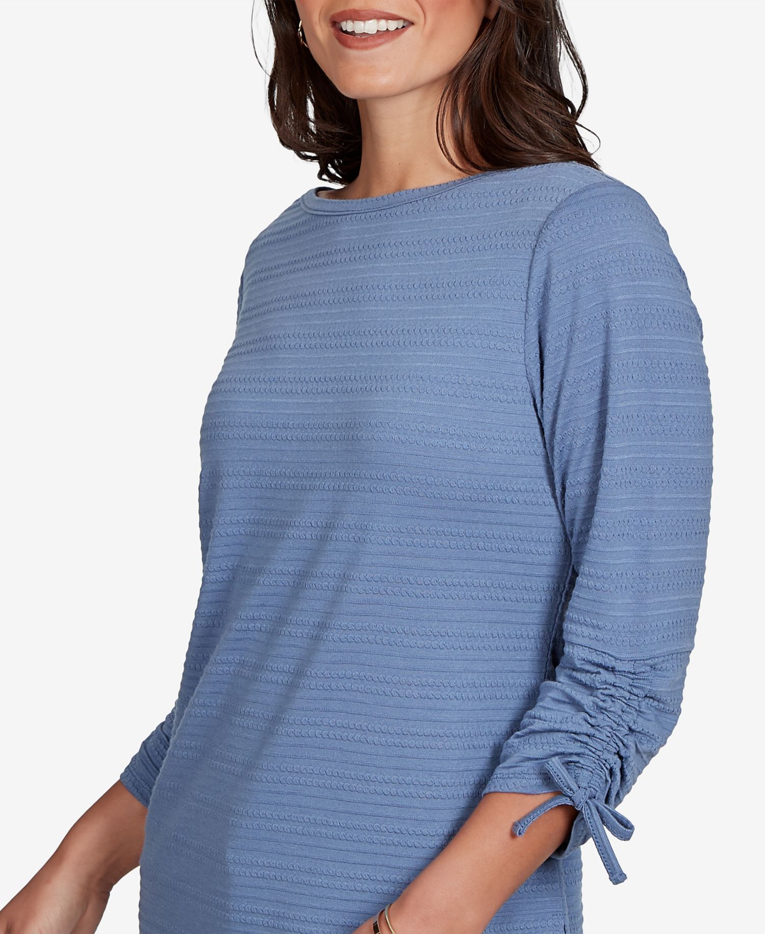Petite Ottoman 3/4-Sleeve Boat Neck Top