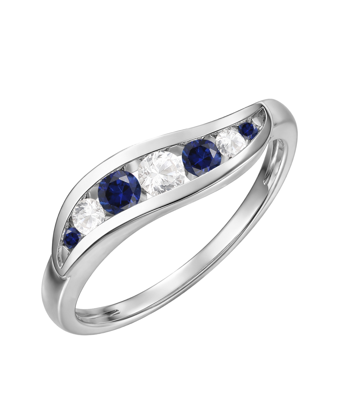 Macy's Lab-Grown Ruby (1/4 ct. t.w.) & Lab-Grown Diamond (1/6 ct. t.w.) Ring in 14k Yellow Gold - Lab-Grown Sapphire