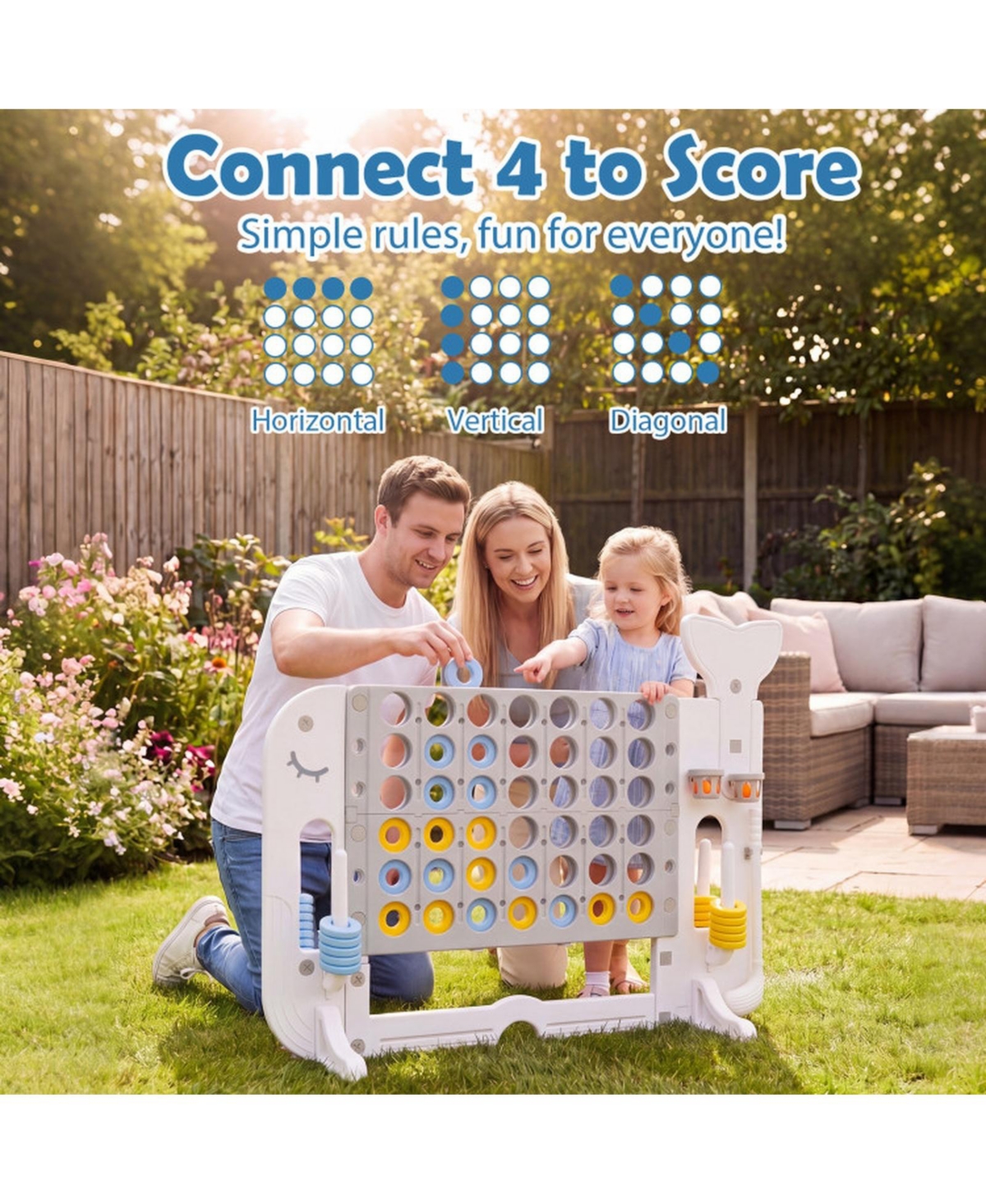 Sugift 4-in-1 Giant 4-to-Score Yard Game Set, Adjustable Height, 55" x 18.5" x 42.5", Ages 5+
